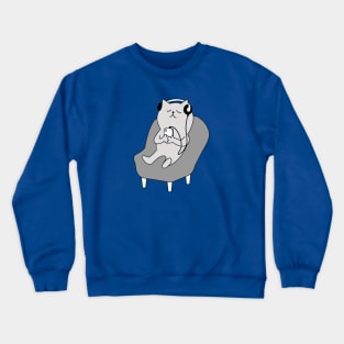 Cat Chillin To Music Crewneck Sweatshirt